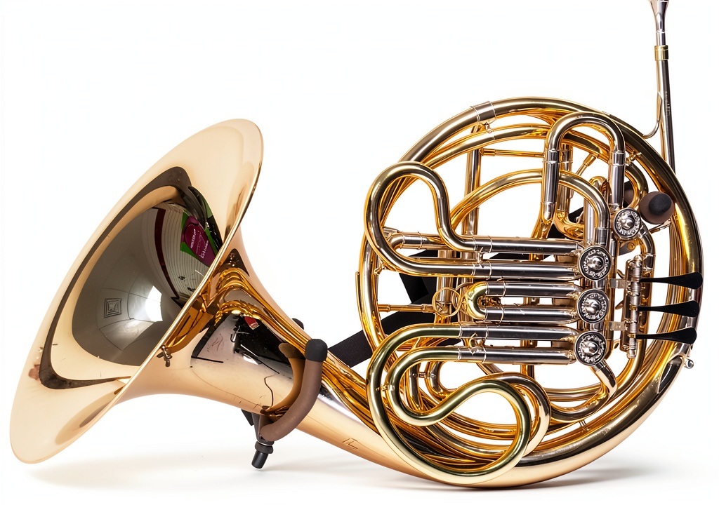 French horn hanger in gold metal